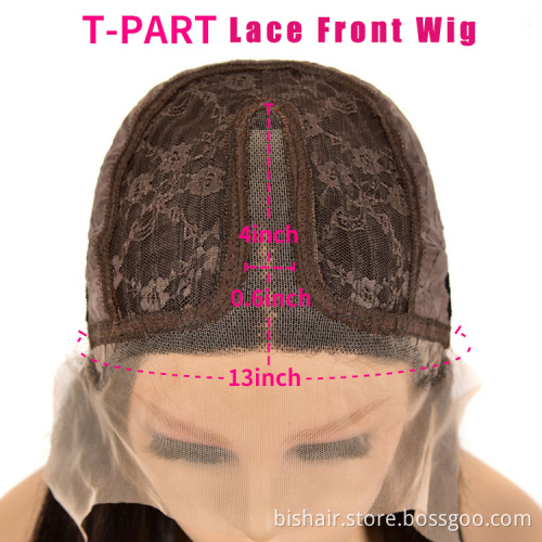 High Quality Human Hair T Part Lace Front Wig Pre Plucked Straight Lace Frontal Wig 150 180 Density Hot Selling Discount Price